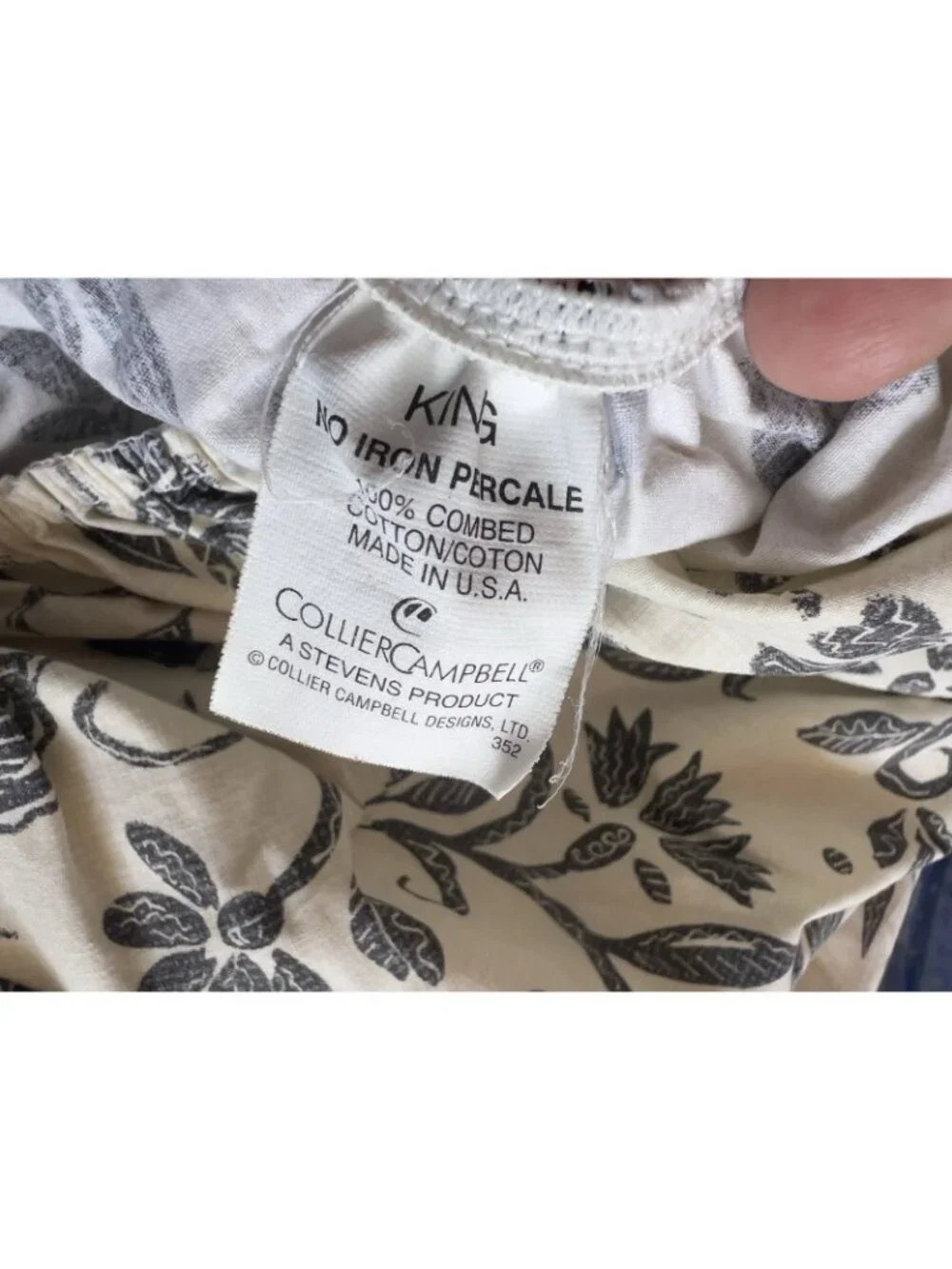 Collier Campbell KING Fitted Sheet 100% Combed Cotton Stencil Flower Made in USA